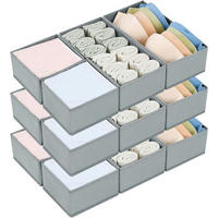 SCHUBLADEN Organizer für Kleiderschrank, 12-teiliges Set Grau - Grau, Textil (15/9/30cm)