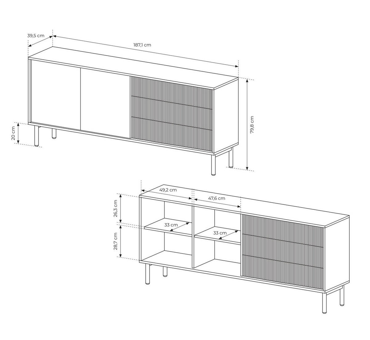 KOMMODE 187 cm Nomadi, 2 Türen, 3 Schubladen, Eiche Cremona - Eichefarben, Holz (187/80/40cm) - Emporius