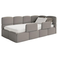 JUGENDBETT Cloudy rechts mit Rausfallschutz Bouclé Grau - Grau, Kunststoff/Textil (90/200cm) - Selsey