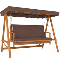 HOLLYWOODSCHAUKEL DE-07043 3-Sitzer, Echtholz, mit Liegefunktion Braun - Braun, Holz (236/181/130cm) - ComfortXL