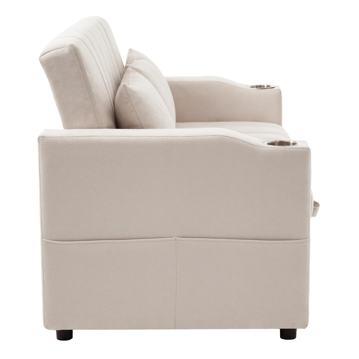 SCHLAFSOFA mit verstellbarer Rückenlehne 136 x 162 cm Beige 2-Sitzer - Beige, Metall (162/84/136cm) - Meubliv