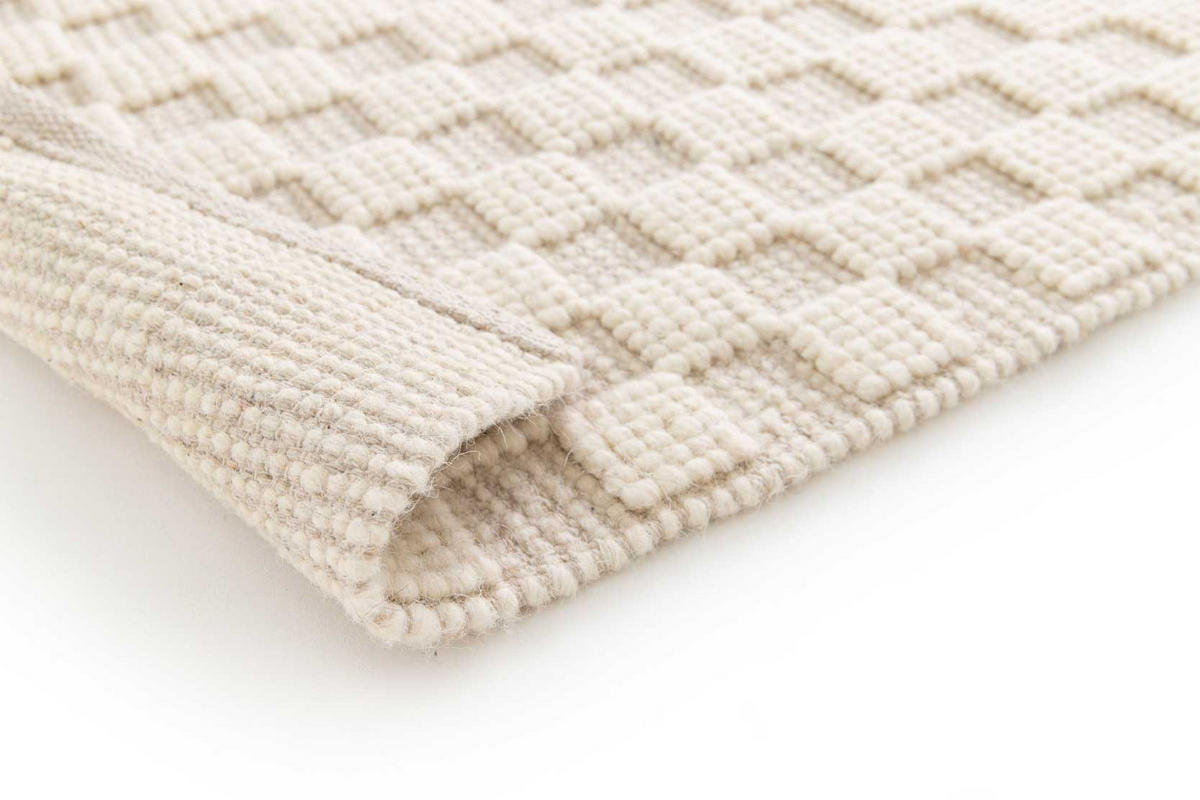 TEPPICH handgefertigt Baumwolle Wolle beige - Beige, Naturmaterialien (120/170cm) - AFK Living