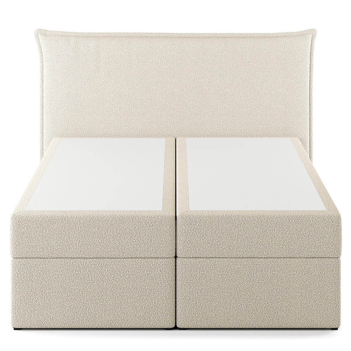 BOXBETT mit Stauraum - Bouclé - Creme, Holzwerkstoff/Textil (160/200cm) - home24