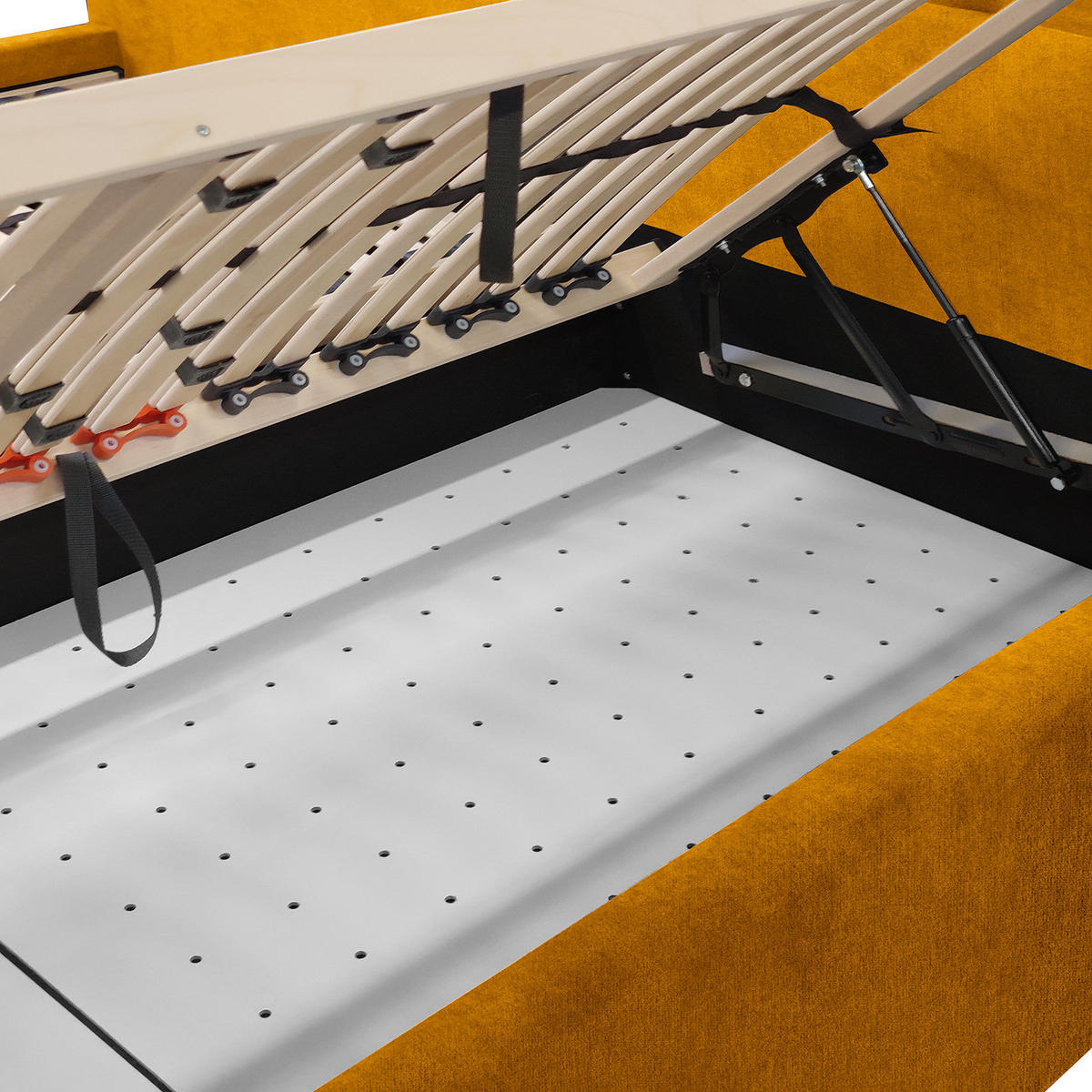 POLSTERBETT - Samt - Gelb, Textil (140/200cm) - home24