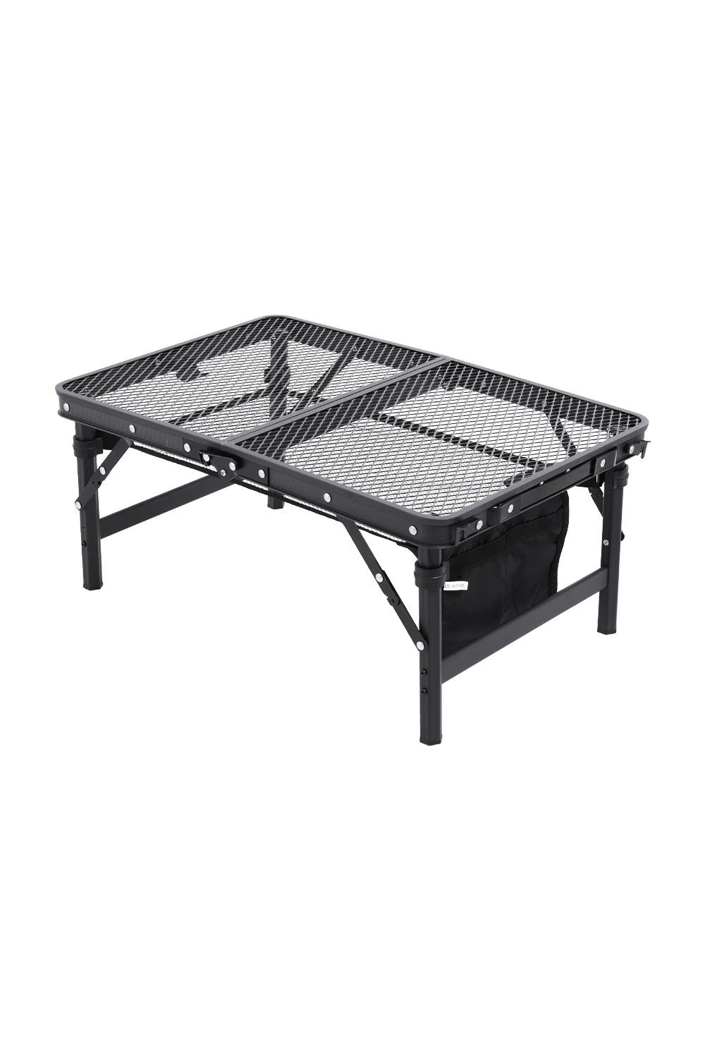 CAMPINGTISCH aus Aluminiumlegierung Eisen in Schwarz klappbarer Rechteckig Gitter-Tischplatte Felsenfeste Stabilität 60 cm B x 40 cm T x 27/56 cm - Schwarz, Metall (40/60/27cm) - Livingandhome