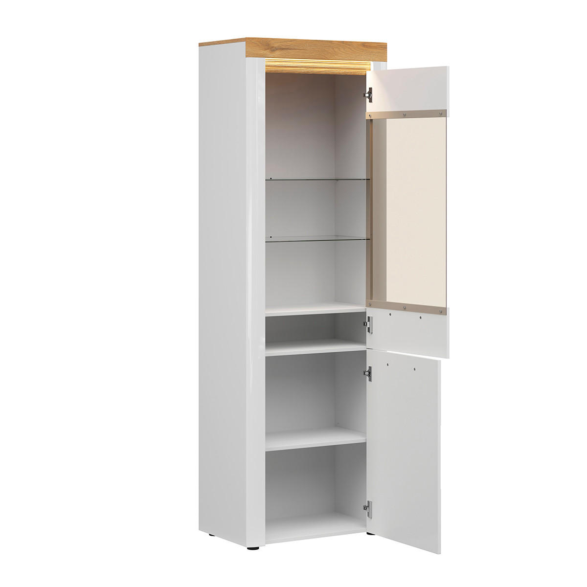 VITRÍNA Nara Bílá a dřevo - bílá, kompozitní dřevo (68/205/42cm) - Petits-meubles