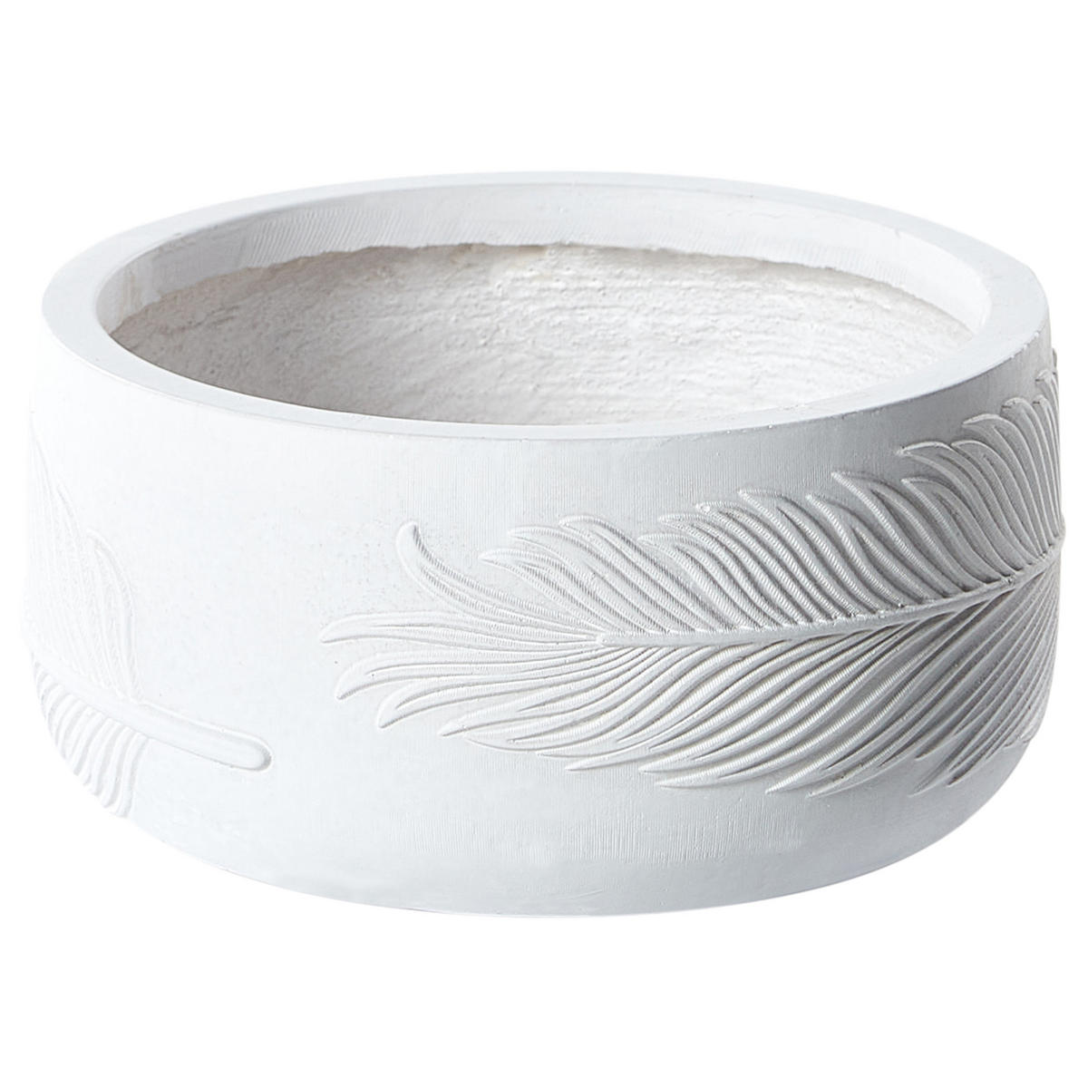 BLOMKRUKA gräddvit rund 25/25/14 cm Ftero - Vit, Naturmaterial (14cm) - Beliani