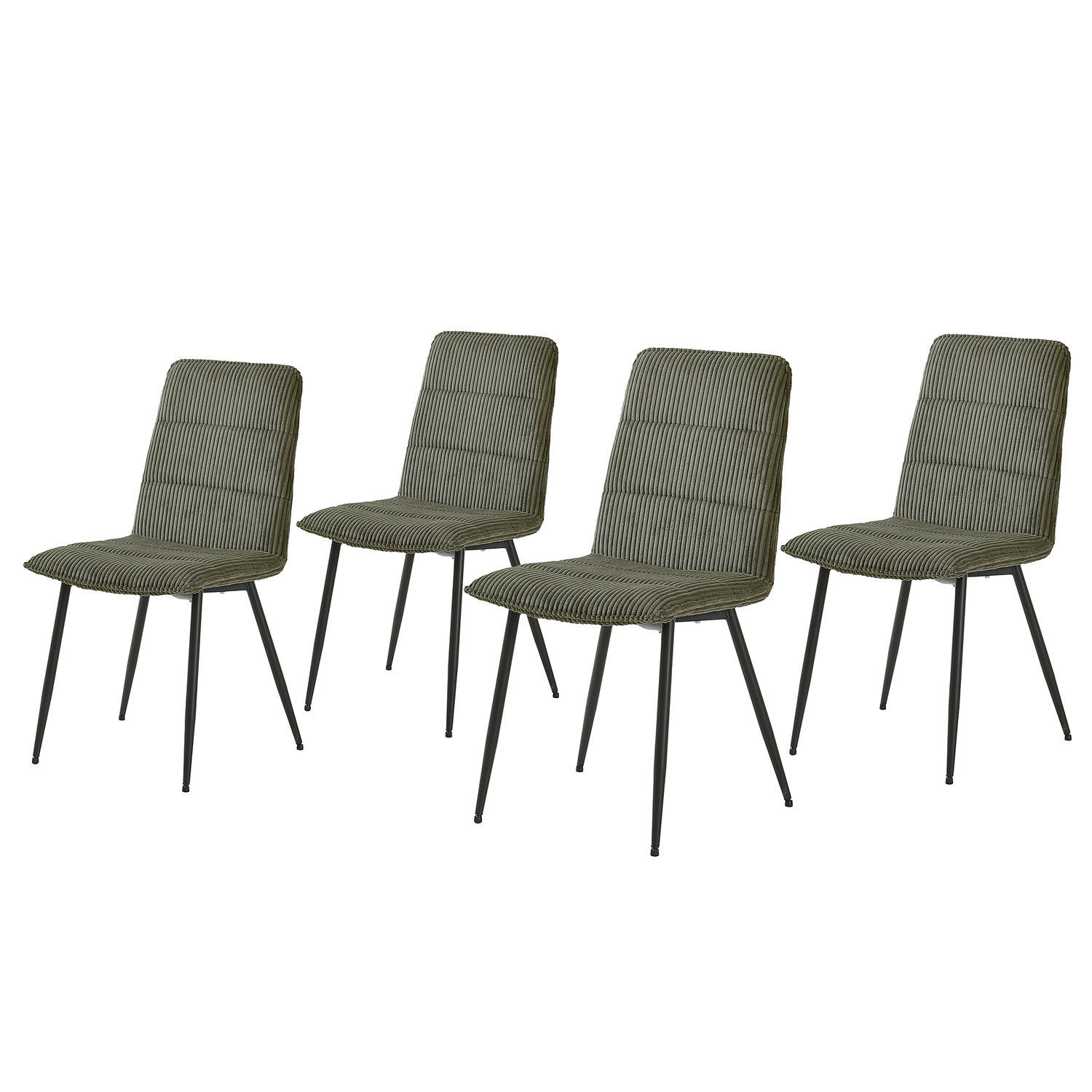 POLSTERSTUHL - 4er-Set - Cord / Eisen - Schwarz/Grün, Textil/Metall (47/91/60cm) - home24