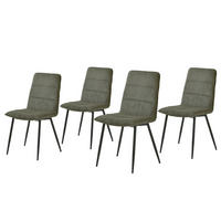 POLSTERSTUHL - 4er-Set - Cord / Eisen - Schwarz/Grün, Textil/Metall (47/91/60cm) - home24