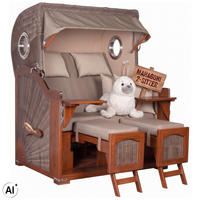 STRANDKORB 2-Sitzer Düne Mahagoni 534 - Beige/Braun, Holz (125/170/80cm) - Mr. Deko