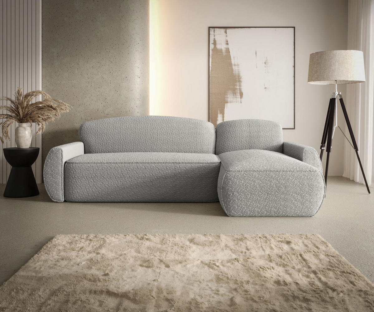 ECKSOFA mit Schlaffunktion LUCAS Quelle 83 Rechts - Grau, Textil (240/145cm) - Bedante
