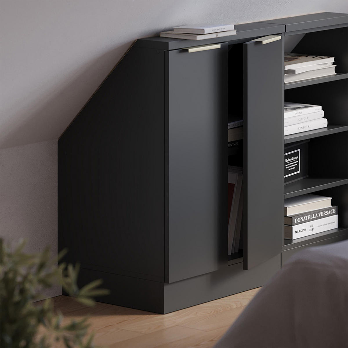 ŠIKMÁ SKŘÍŇ Rion Antracitově zlatý - antracitová, kompozitní dřevo (60/81.6/46cm) - Vicco