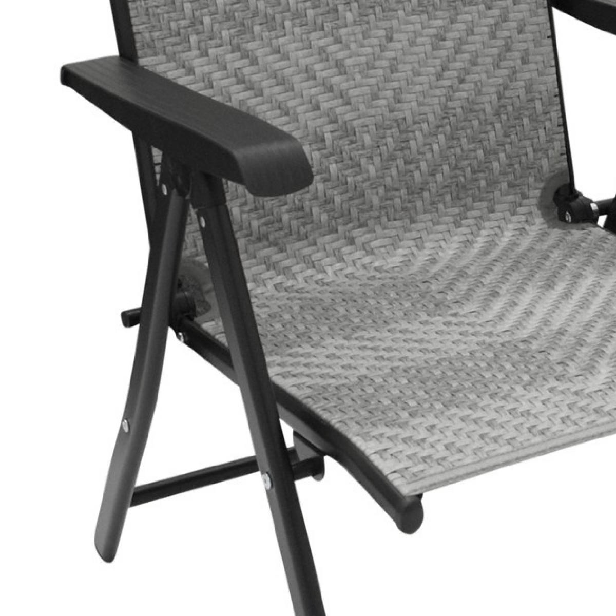 KLAPPSESSEL Washington - 2er-Set Hochlehner Ausführung 7-fach verstellbar, Gestell Stahl grau, Polyrattan braun - Grau, Metall (58/111/71cm) - TPFGarden