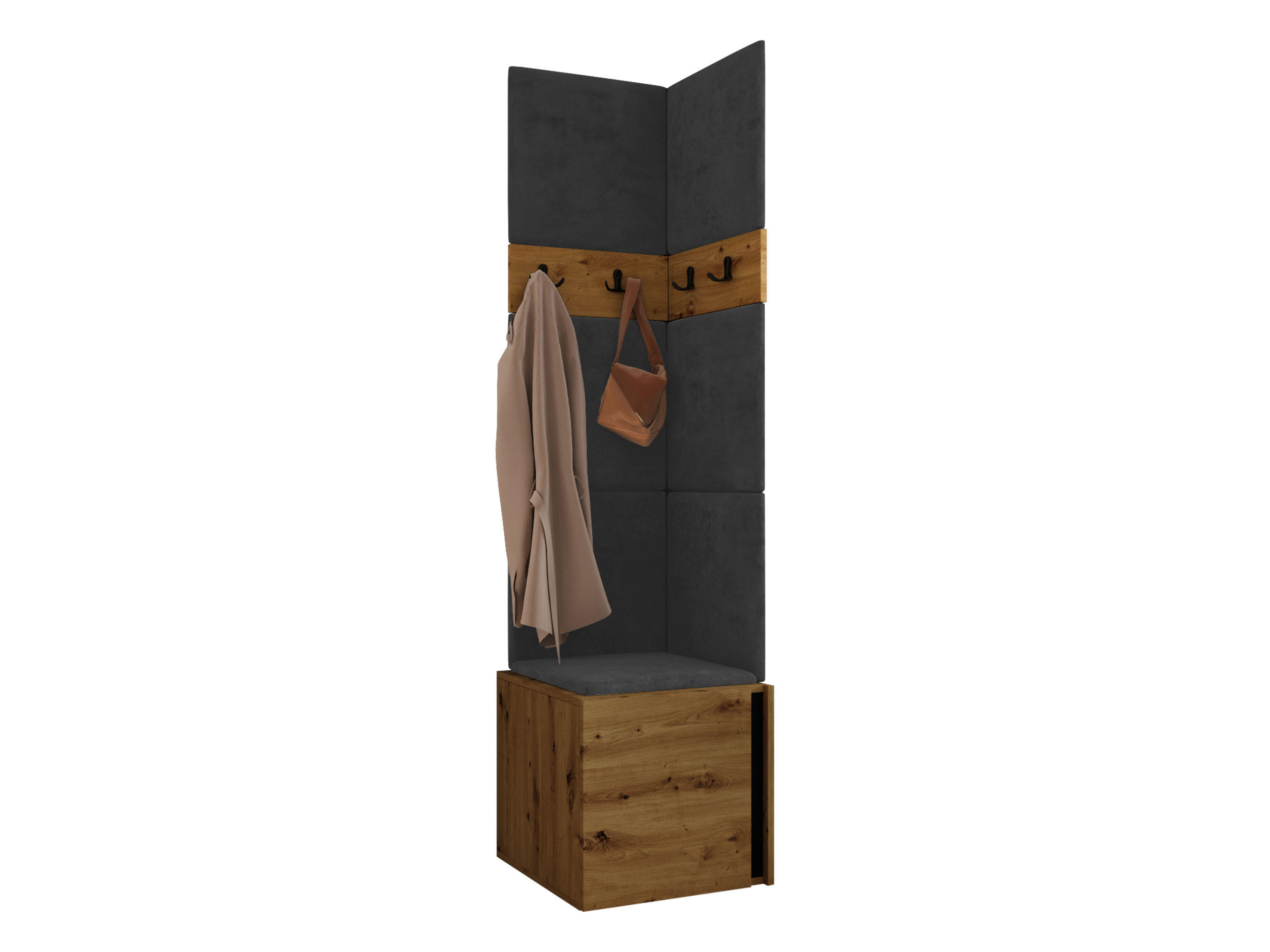 MOBILIER PENTRU HOL Orion XXI - stejar Artisan/antracit, material plastic/compozit lemnos (42/186/46cm) - MIRJAN24