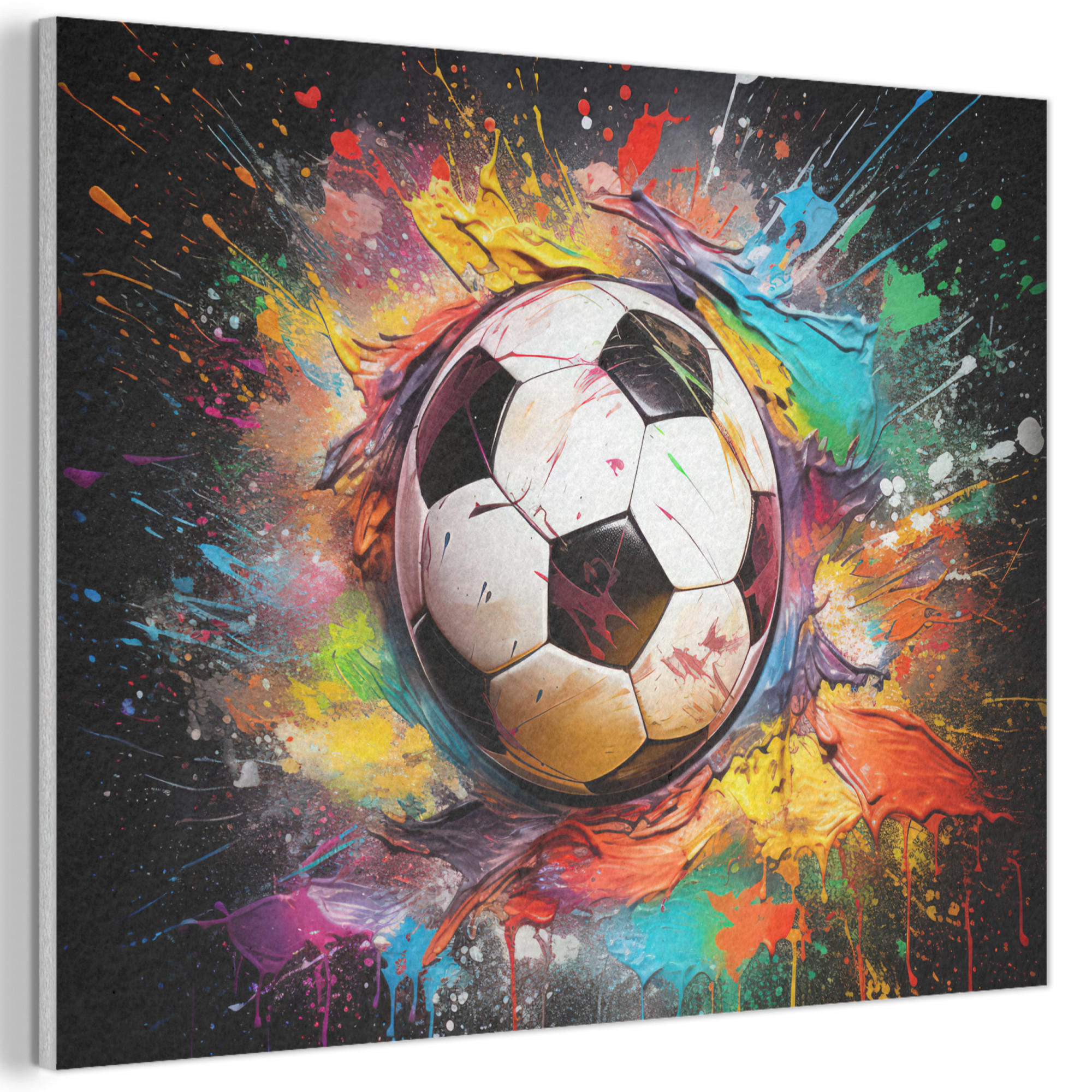 MuchoWow AKUSTICKÝ OBRAZ Futbal - Farba - Farby - Čierna - Biela 100x70 cm
