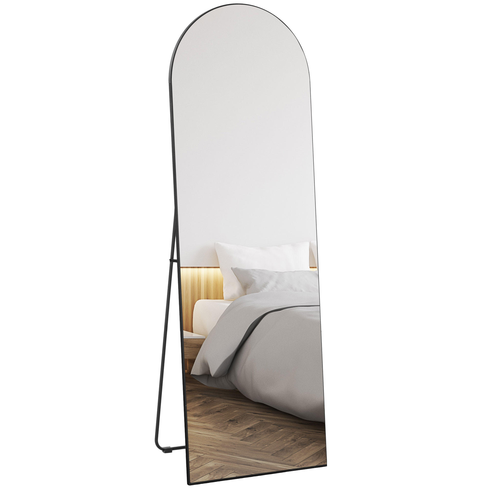 GANZKÖRPERSPIEGEL, 150 x 50 cm Wandspiegel mit Ständer, Schwarz - Schwarz, Holzwerkstoff (50/150/3.6cm) - HOMCOM