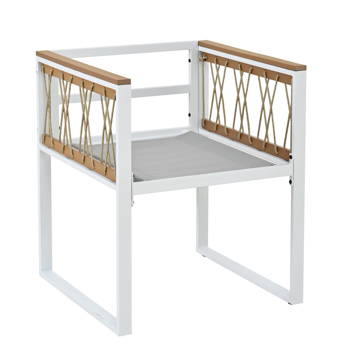 GARTENSETS aus Metall & Rattan 117x117x73,5 cm in Weiß - Weiß, Metall - Modfu