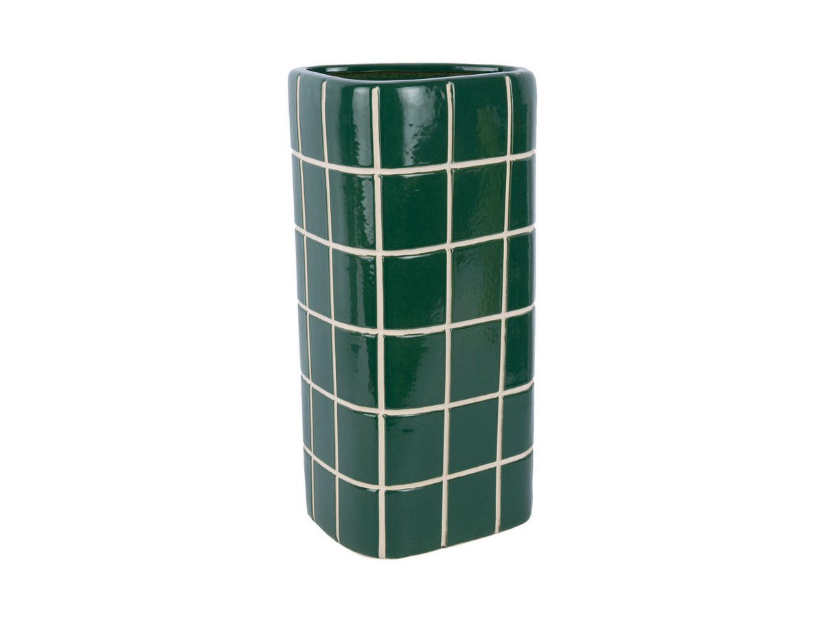 VASE Retro Tiles Triangular Large - Grün - 16,5/15/37 cm - Grün, Stein (37cm) - Present Time