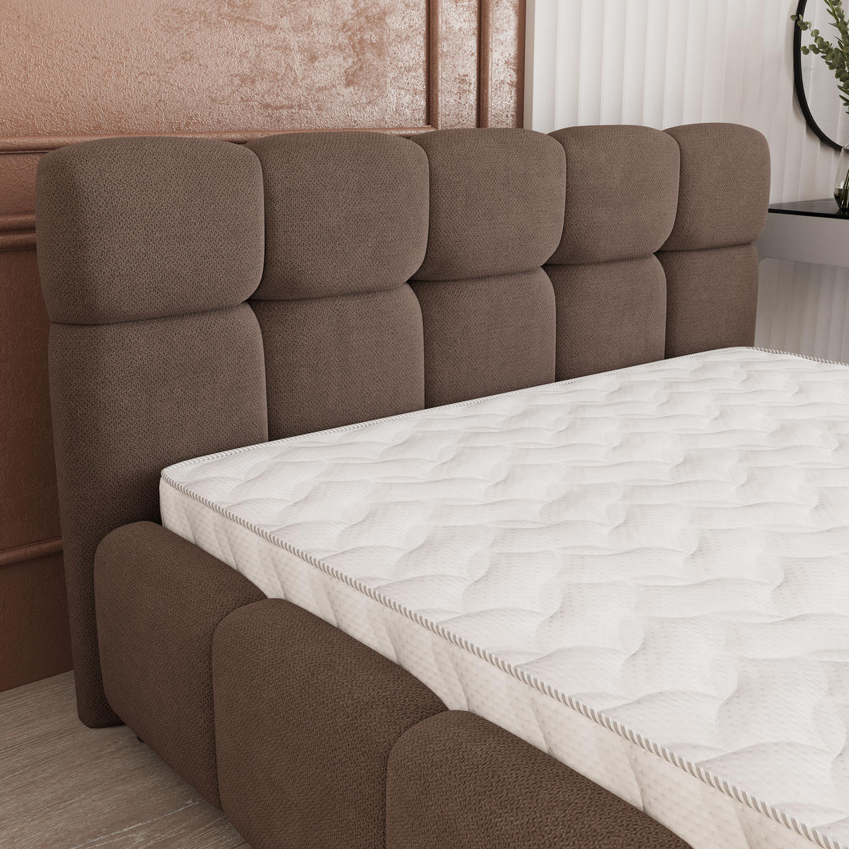 POLSTERBETT FARU SR 180x200 cm mit Bettkästen - Braun - Braun, Holz (180/200cm) - MASSENO