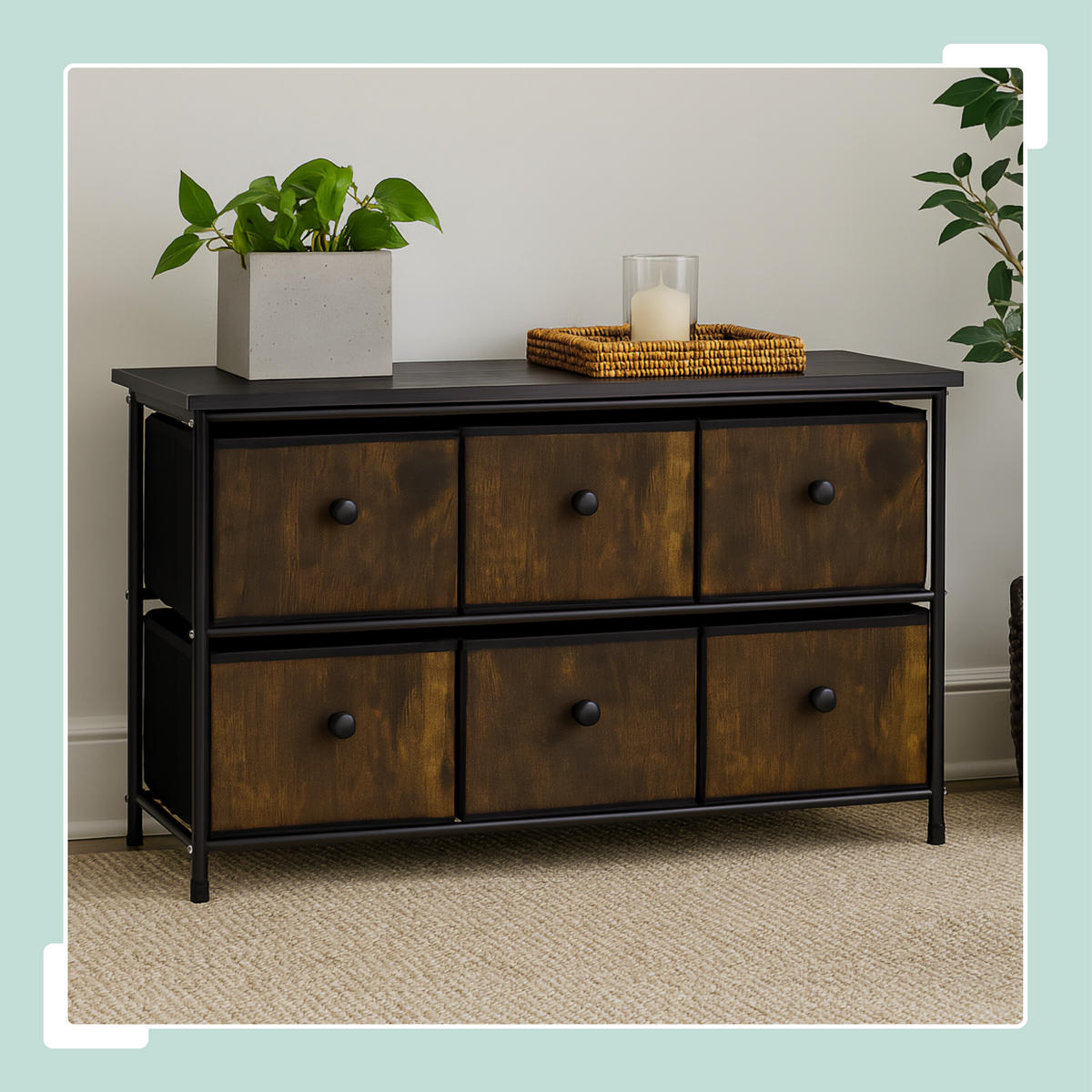 SIDEBOARD - Multicolor/Schwarz, Holz/Holzwerkstoff (87/51/32cm) - Relaxdays