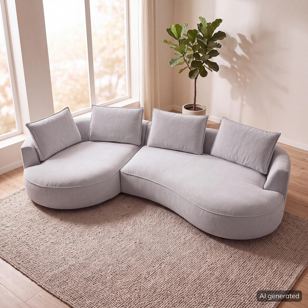 BIGSOFA - Hellgrau, Kunststoff/Textil (322/82/154cm) - home24