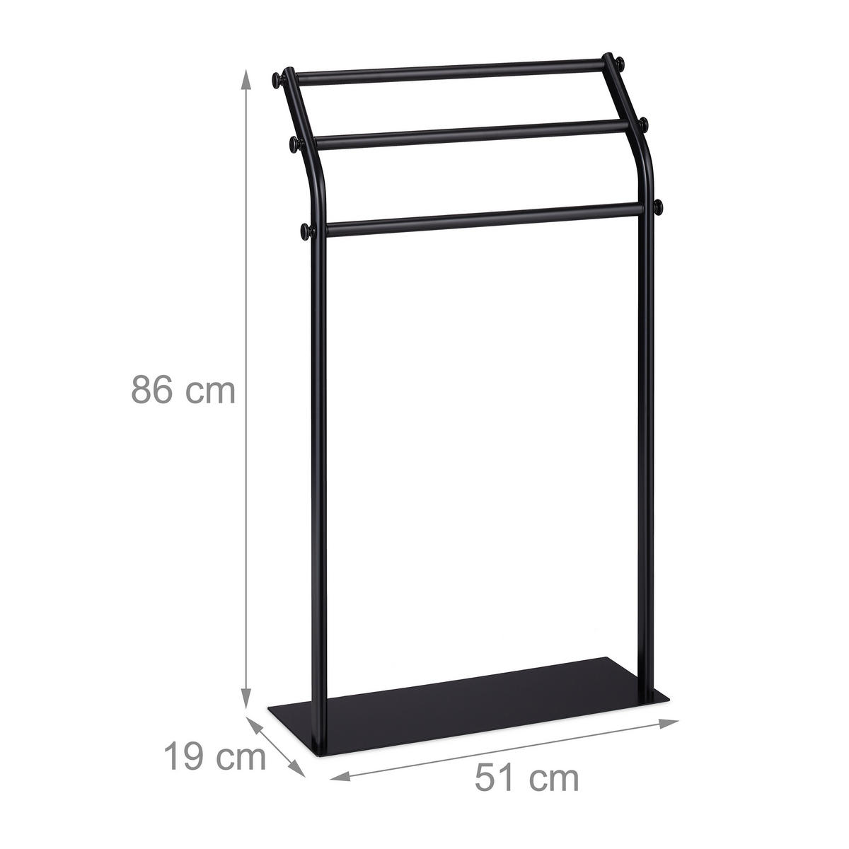HANDTUCHSTÄNDER - Schwarz, Metall (51/86/19cm) - Relaxdays
