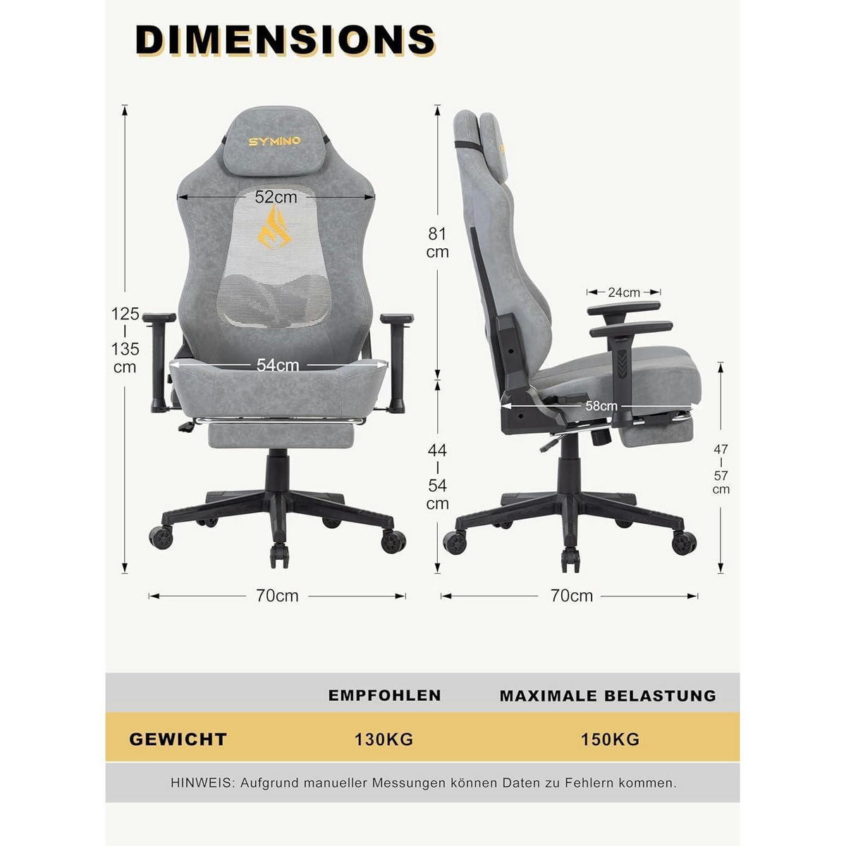 GAMING Stuhl mit atmungsaktiver Rückenlehne und 3D-Lendenwirbelstütze Grau - Grau, Kunststoff (54/135/58cm)