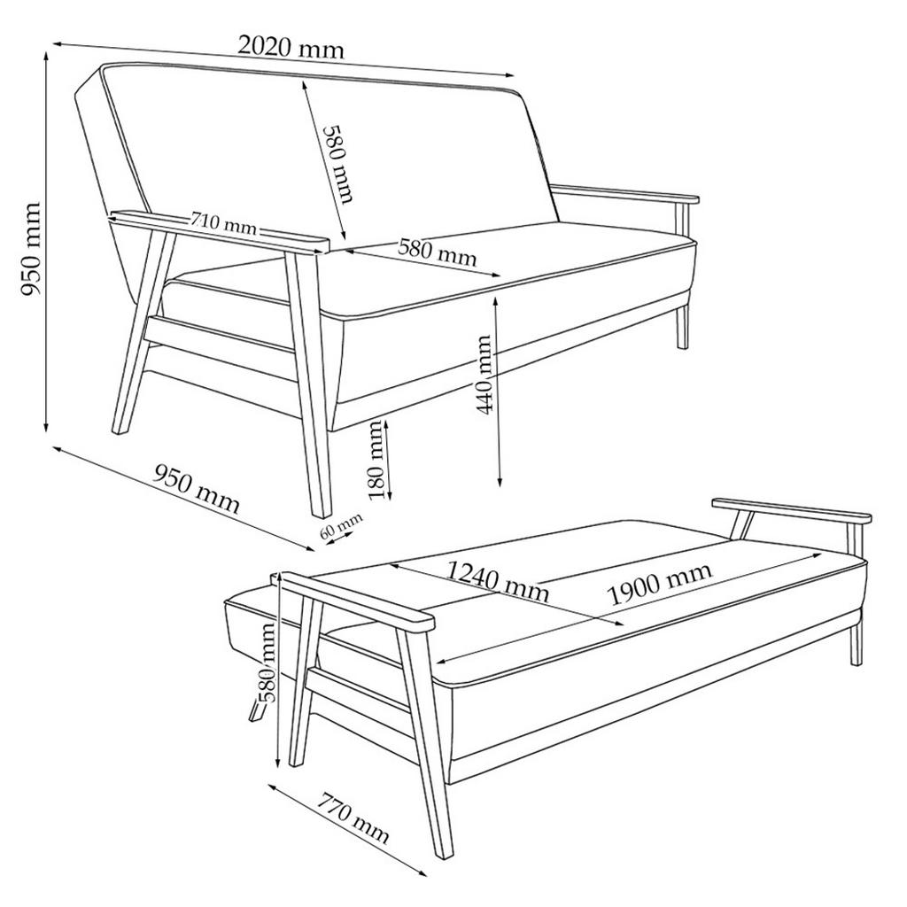 Thumbnail - VitaliSpa Sofa, Grau, Textil, Rechteckig, 202x95x95 cm, Wohnzimmer, Sofas & Couches, Schlafsofas