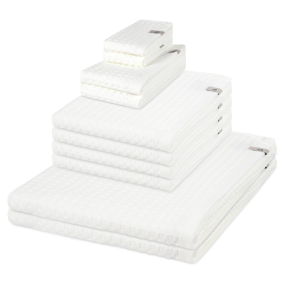 FROTTIERSET Piquee 8-teilig - Weiß, Textil (50/100cm) - MÖVE