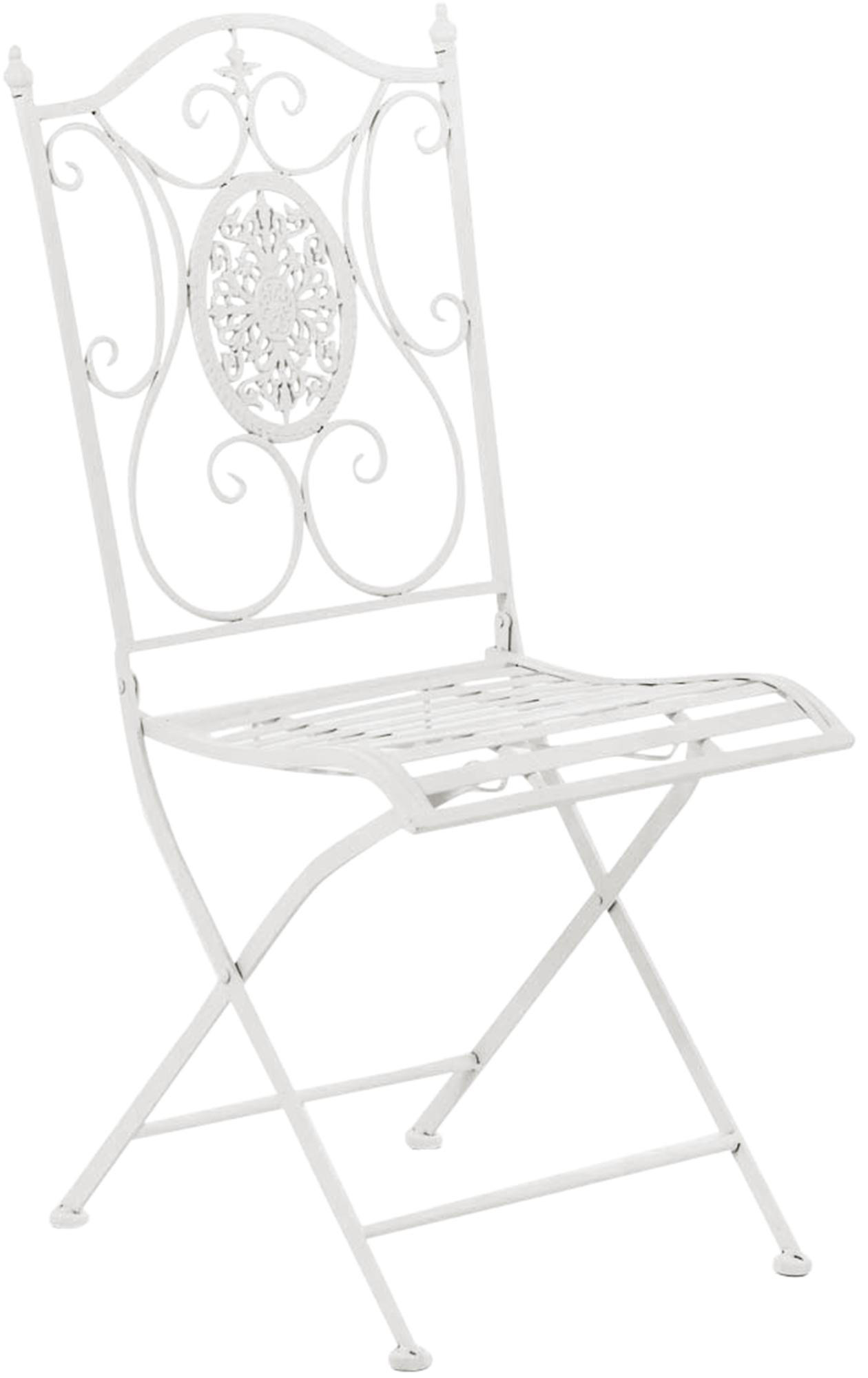 GARTENKLAPPSTUHL 2er Set Metall Weiß - Weiß, Metall (42/91/49cm) - CLP