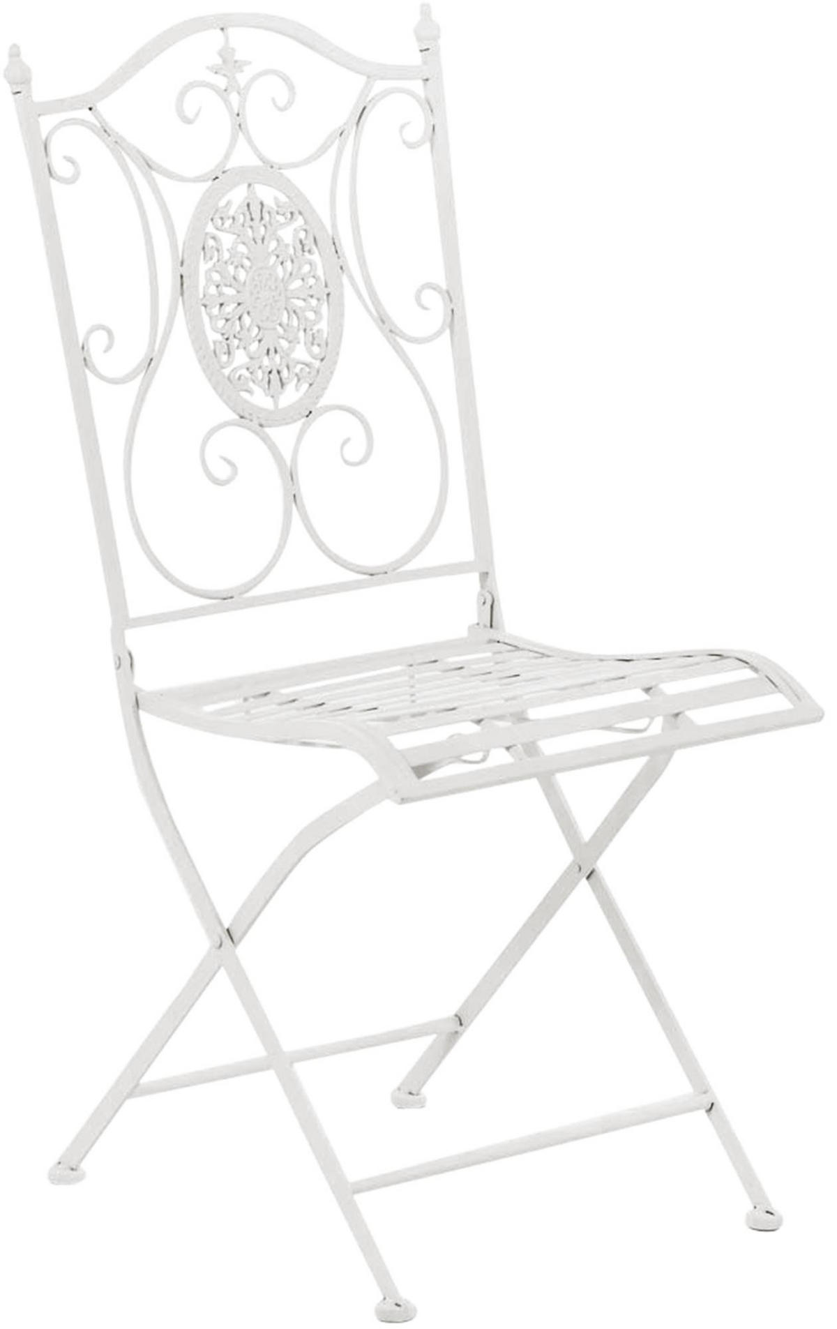 GARTENKLAPPSTUHL 2er Set Metall Weiß - Weiß, Metall (42/91/49cm) - CLP