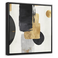 LEINWAND Bilder mit Rahmen - Gold - Rechtecke - Kreise - Abstrakt - 20x20 - Weiß, Textil (20/20cm) - MuchoWow