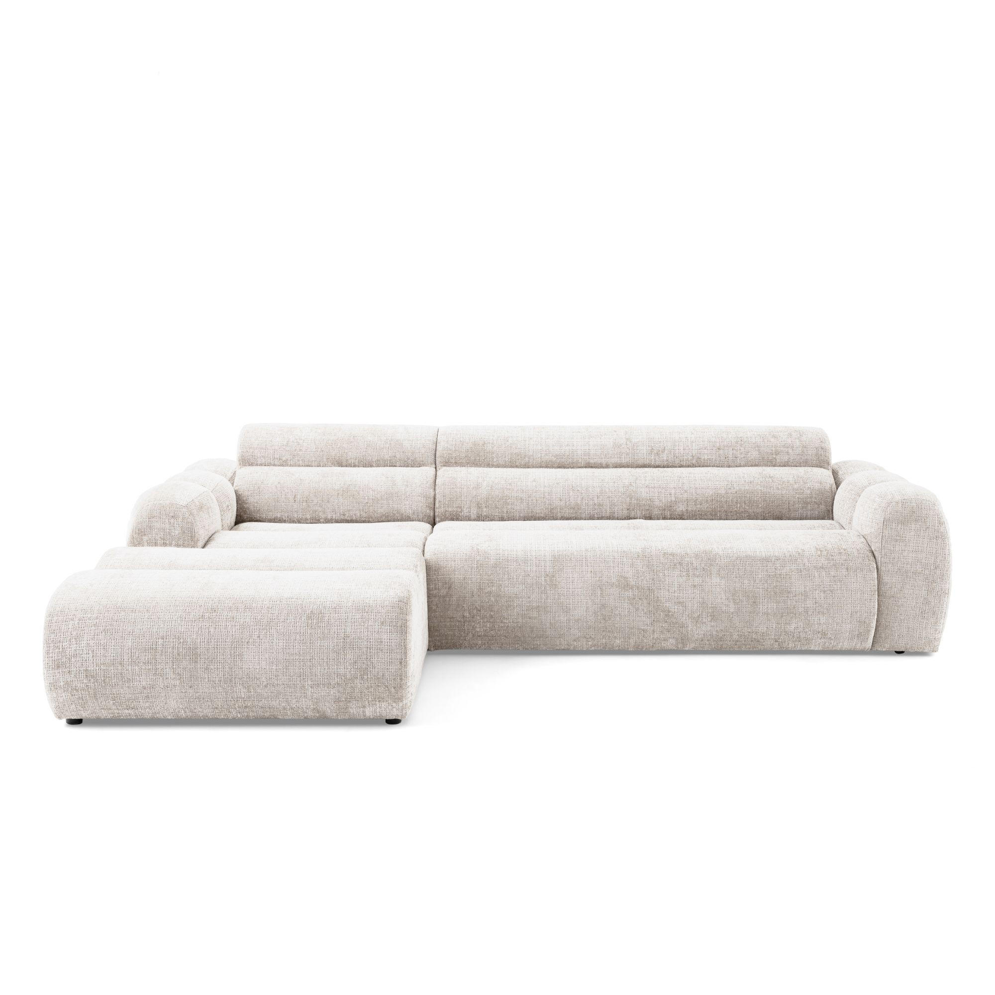 4-SITZER modulares Ecksofa VEER SET 1 Links, 298 x 175 cm, Chenille Webstoff Creme - Creme/Schwarz, Holz/Kunststoff (298/175cm) - Muffo