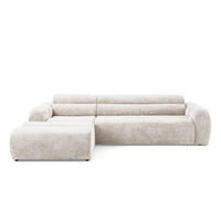 4-SITZER modulares Ecksofa VEER SET 1 Links, 298 x 175 cm, Chenille Webstoff Creme - Creme/Schwarz, Holz/Kunststoff (298/175cm) - Muffo