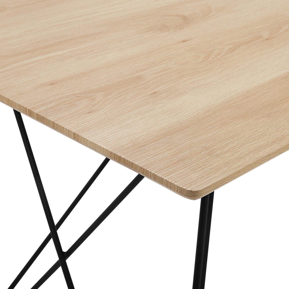 ESSTISCH 140/80/75 cm Hellbraun, Schwarz Rechteckig Kenton - Hellbraun, Holzwerkstoff (140/80/75cm) - Beliani