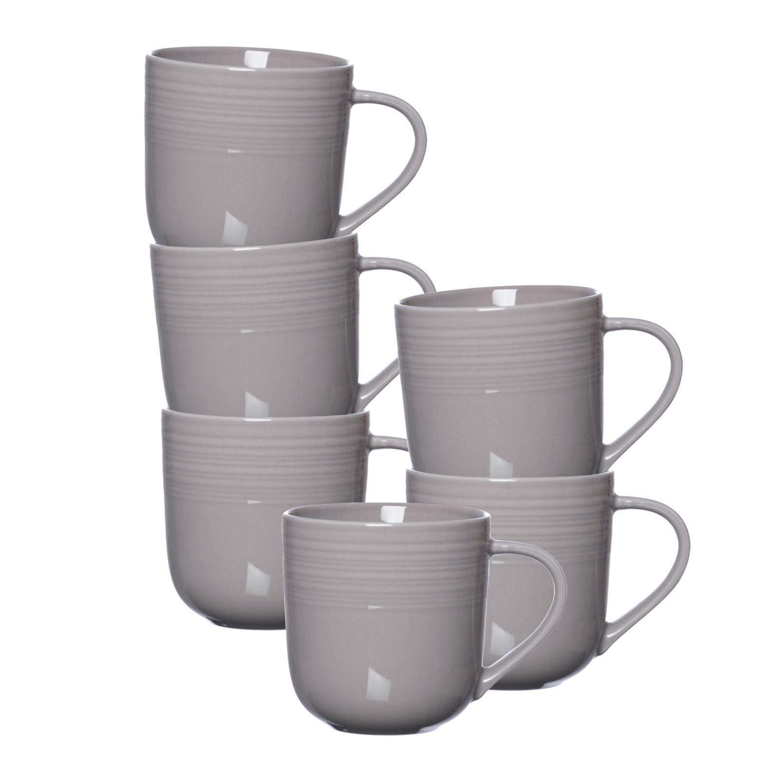 KAFFEEBECHER Levi Grau 400 ml 6er Set - Grau, Keramik (0.4L) - Ritzenhoff Breker