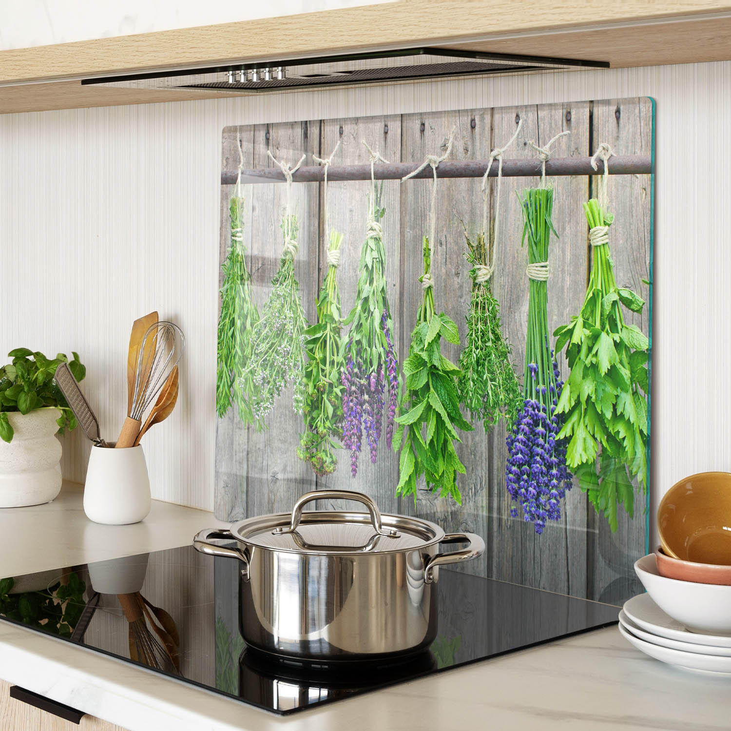 GLASPLATTE 60x52 cm Kräuterschnur - Grün, Glas (60/0.4/52cm) - TULUP