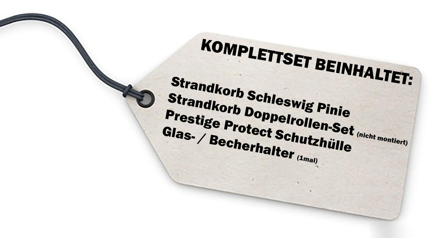 STRANDKORB Komplettset - Schleswig Pinie - PE mokka - Modell 563 - Hellgrau, Holz (120/160/80cm) - bene living