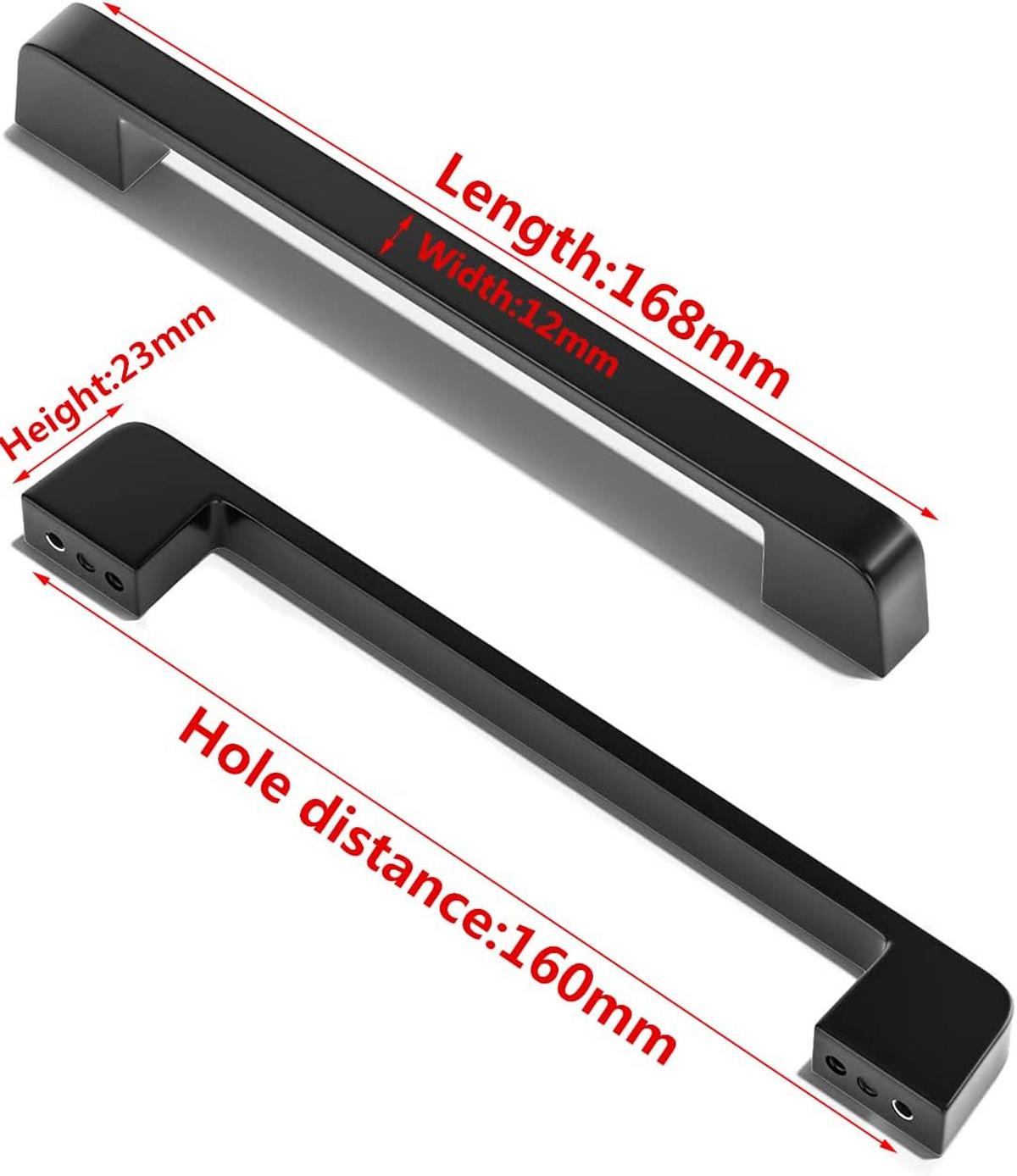 MÖBELGRIFF Schwarz 10er-Set 160 mm - Schwarz, Metall (22.4/2.3/16.8cm)