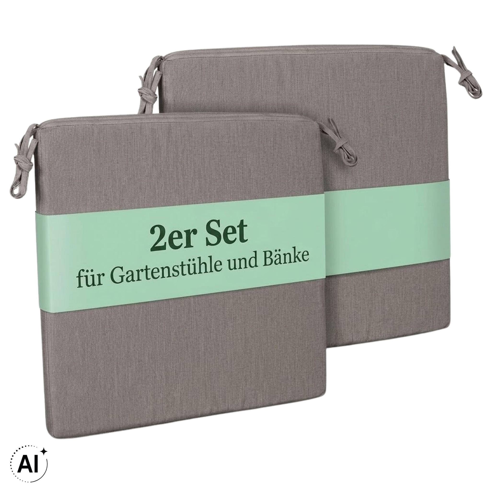 SITZKISSEN Auflage 2er Set grau - Grau, Textil (50/50/4cm) - Mr. Deko