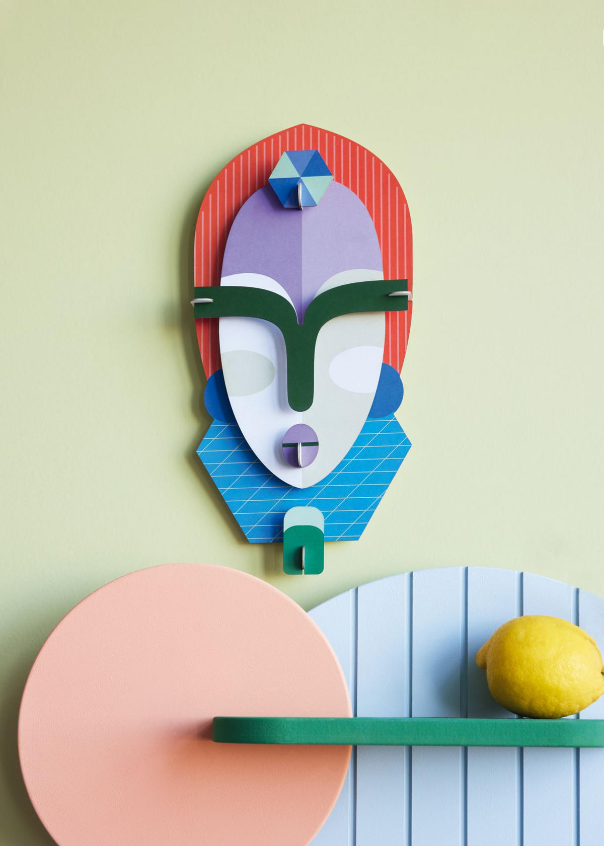 WANDDEKO Moderne Stammesmaske 5.1/36 cm - Multicolor, Wellpappe (5.1/36/17cm) - KUNSTLOFT