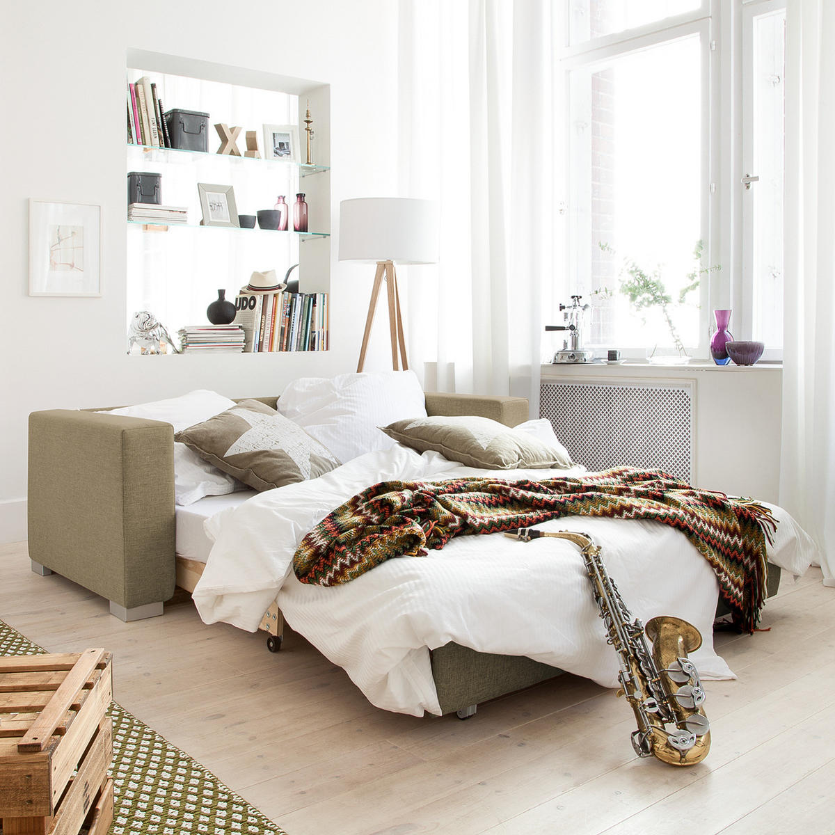 SCHLAFSOFA - Beige, Textil (173/90/90cm) - home24