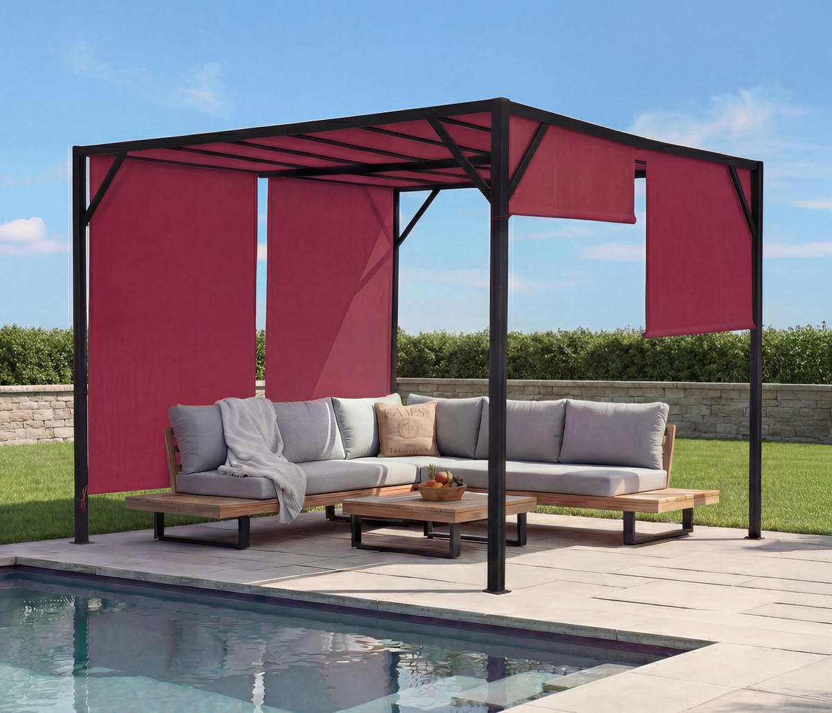 PERGOLA BEJA Bordeaux - Bordeaux, Metall (304/212/405cm) - MCW