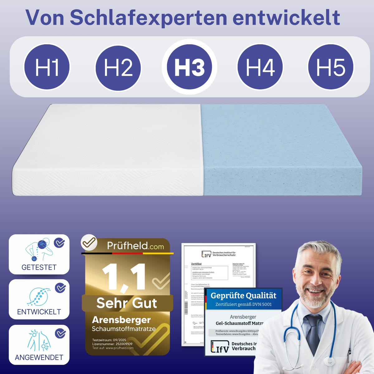 GELSCHAUM Matratze ANNA – 13 cm 100x200cm - Grau, Textil (80/200cm) - Arensberger