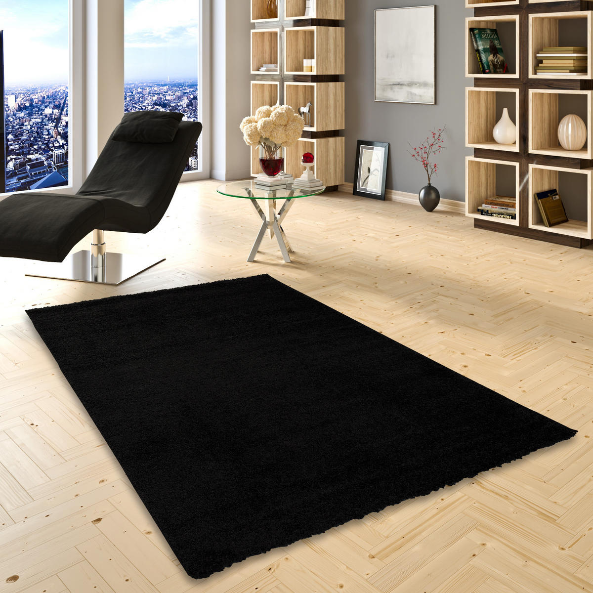 HOCHFLOR LANGFLOR TEPPICH ALOHA - Schwarz, Textil (120/170cm) - Pergamon