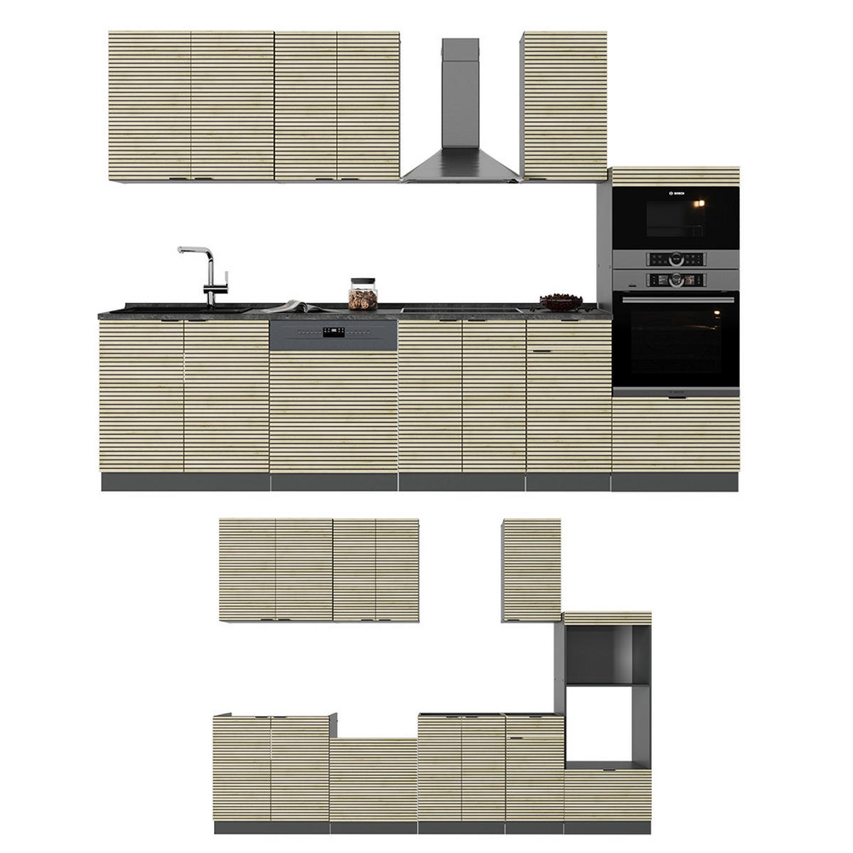 KUCHYŇSKÝ KOUT Fame-Line Dubový panel/antracit - antracitová/barva dubu, kompozitní dřevo (300/81.6/60cm) - Vicco