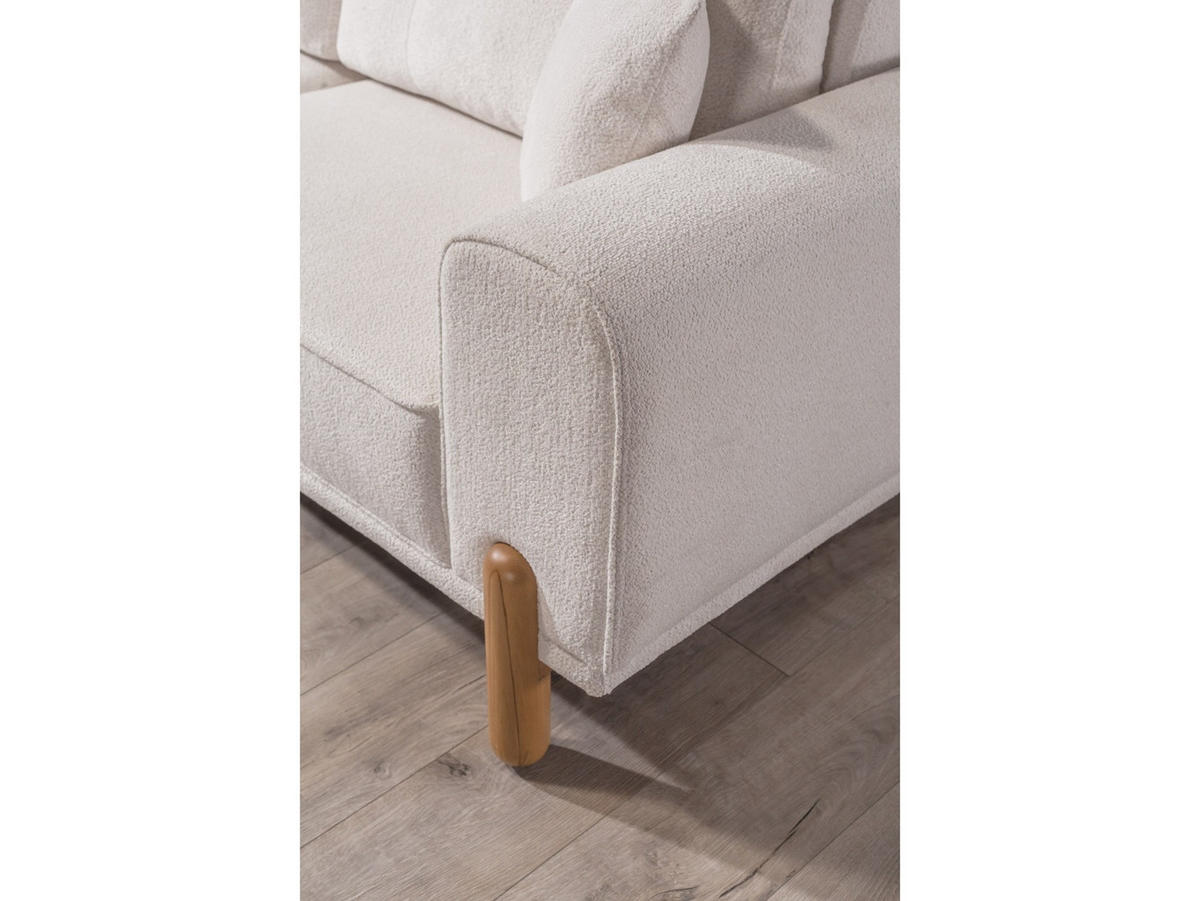 SOFA Skandi 3-Sitzer Teddy Creme - Creme, Holz/Textil (235/78/93cm) - Villa Möbel