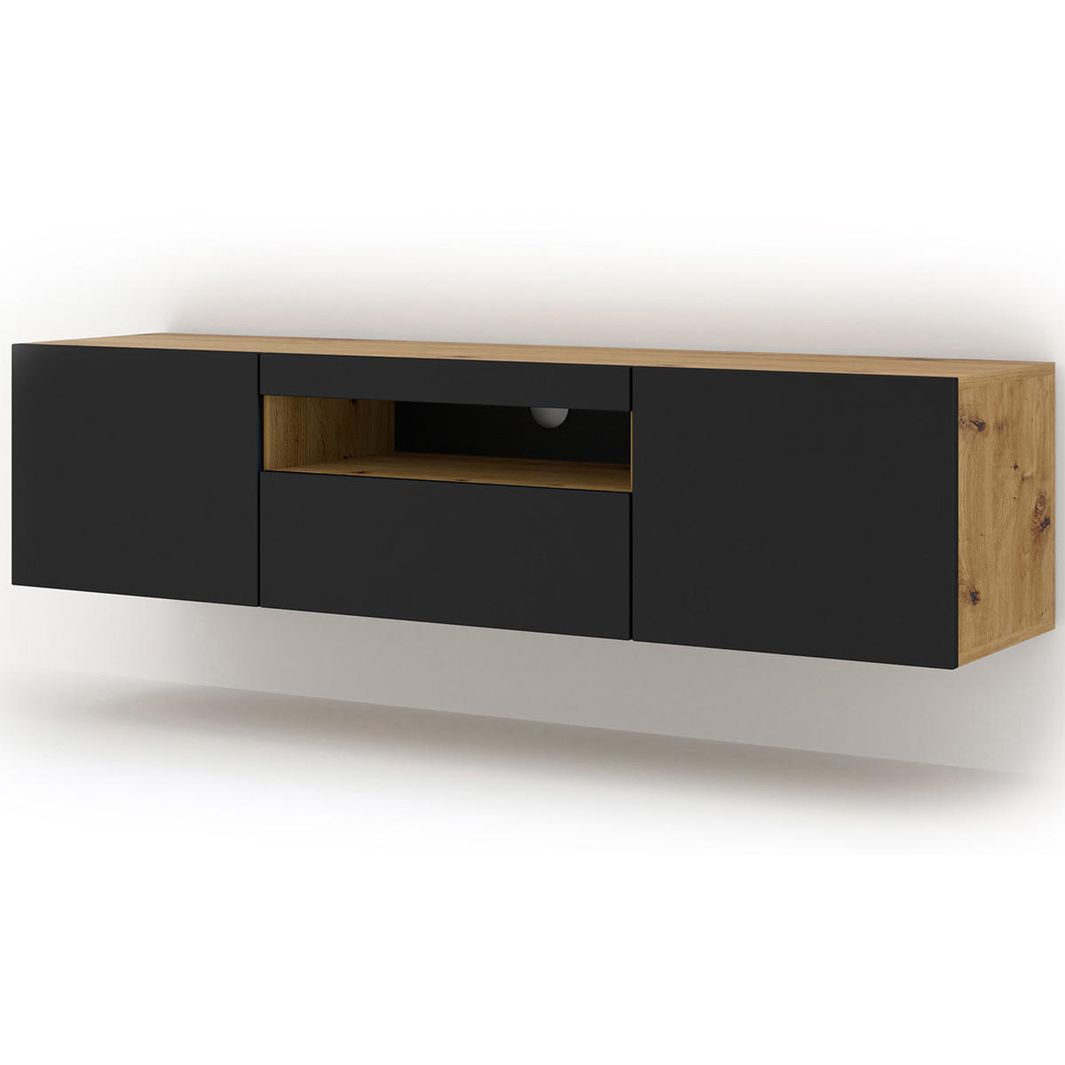 TV-MÖBEL Aurus Holz und Schwarz - Schwarz, Holzwerkstoff (150/36/37cm) - Petits-meubles