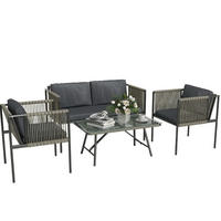 LOUNGEGARNITUR 116/65/68 cm Grau aus Rattan 4er Set - Grau, Naturmaterialien - OKMYHOME