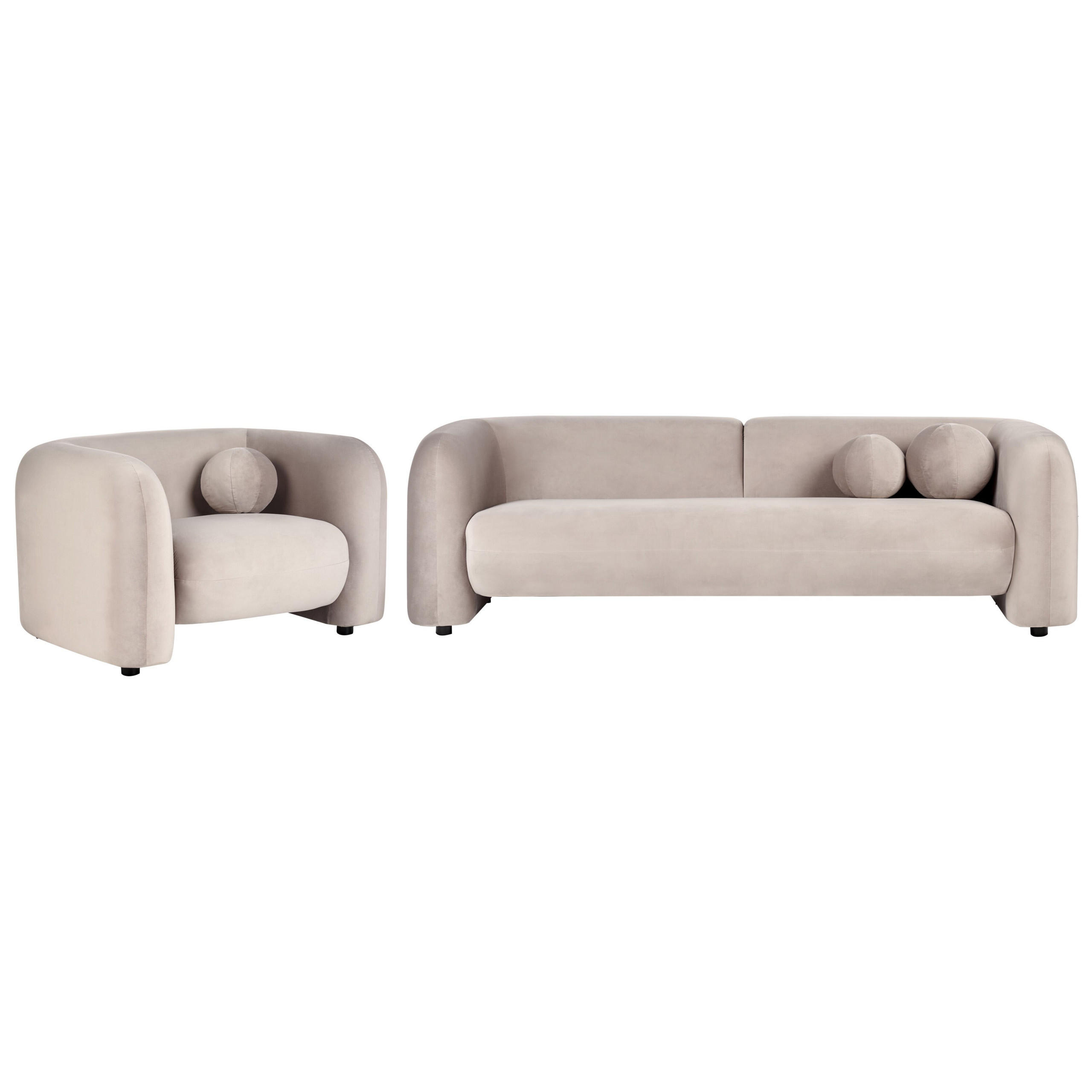 4-SITZER-SOFA SET Samtstoff taupe Leiren - Beige, Textil (83/83/224cm) - Beliani